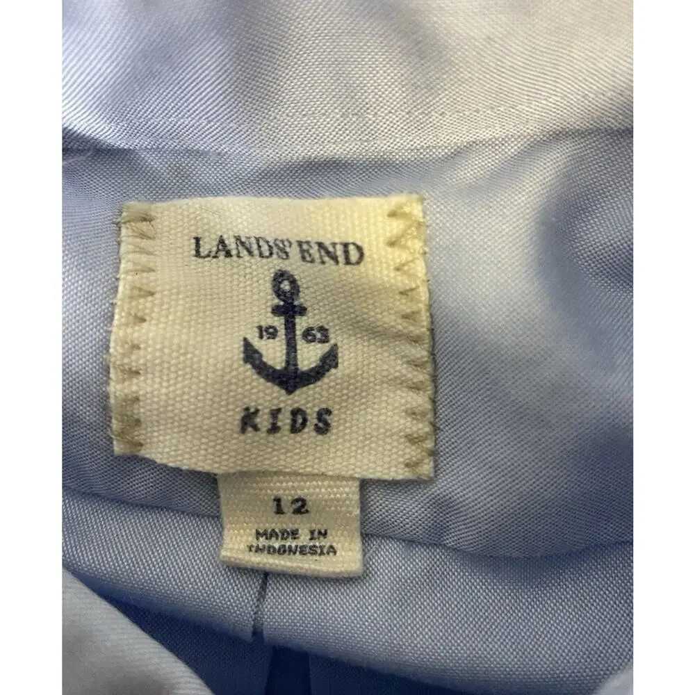 Land’s End Boys Short Sleeve Oxford Button Down Dress Shirt Size 12